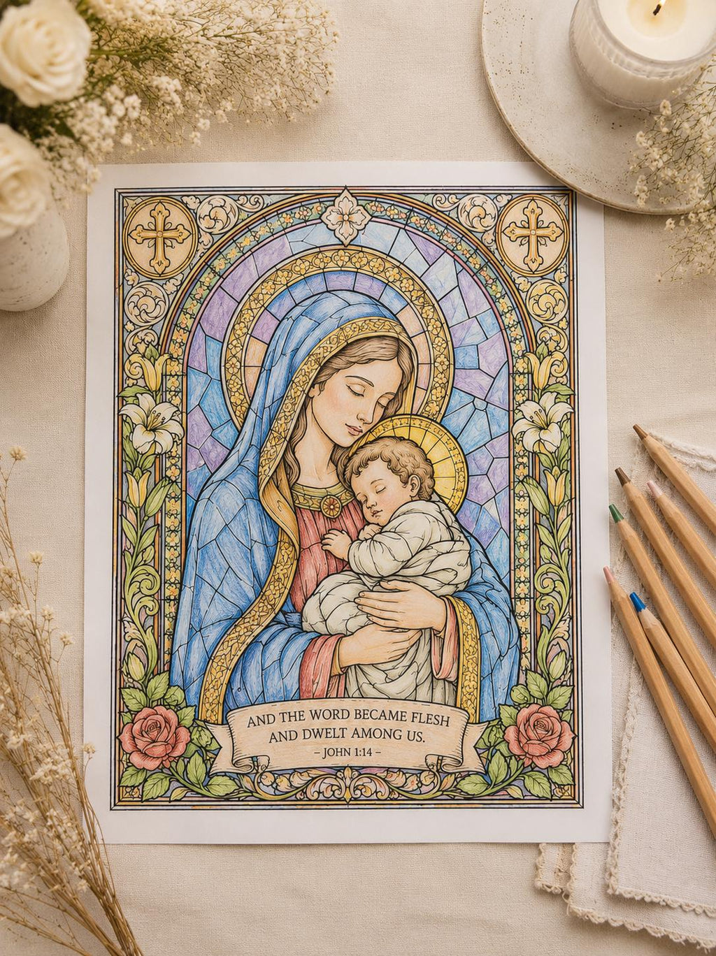 Catholic stained glass coloring pages printable preview