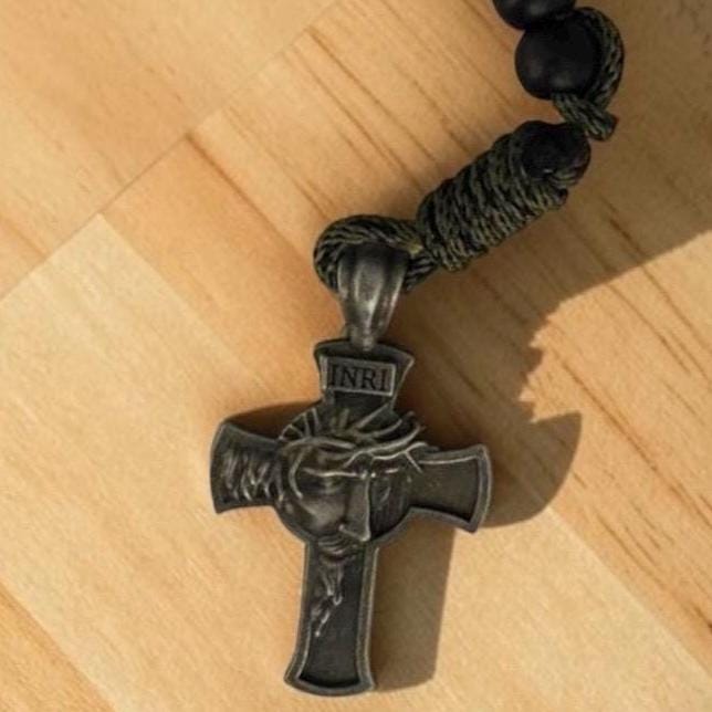 Black Tactical Paracord Decade Rosary alternate view