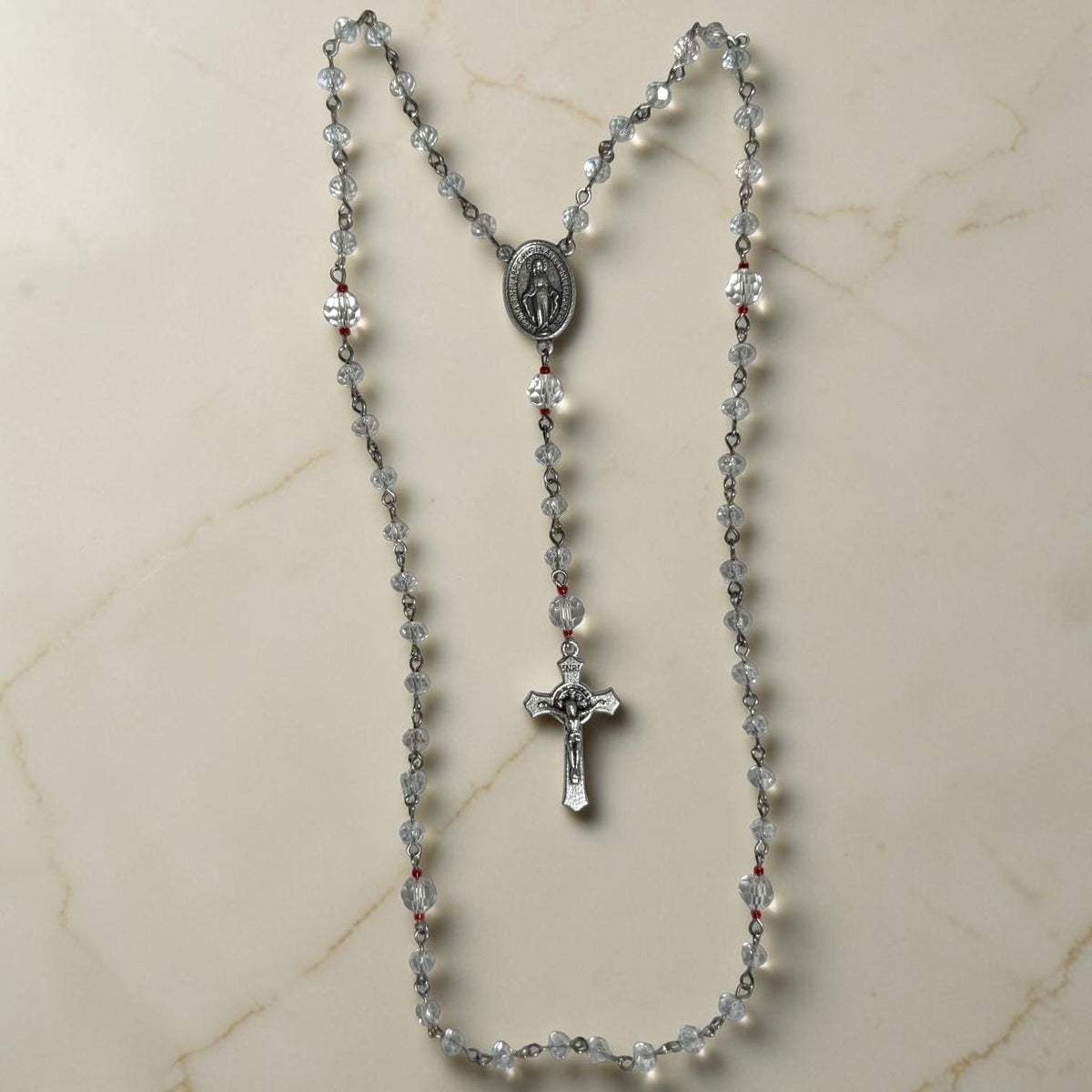 Crystal Miraculous Medal Rosary alternate view