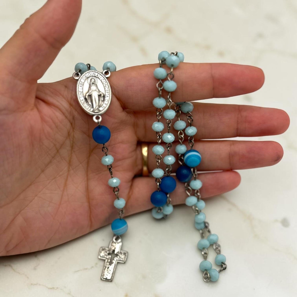Light Blue Miraculous Medal Rosary additional view