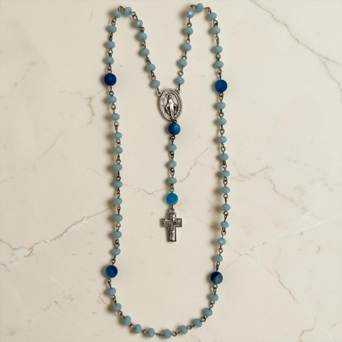 Light Blue Miraculous Medal Rosary alternate view