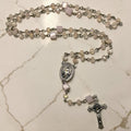 Pink Crystal Miraculous Medal Rosary with St. Benedict crucifix