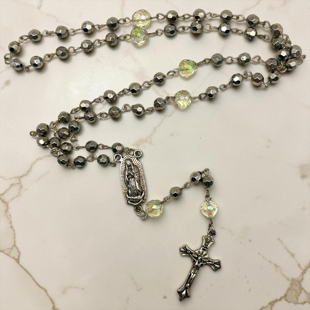 Pale Sage Crystal Our Lady of Guadalupe Rosary