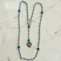 Aqua Crystal St. Benedict Rosary with heart cross