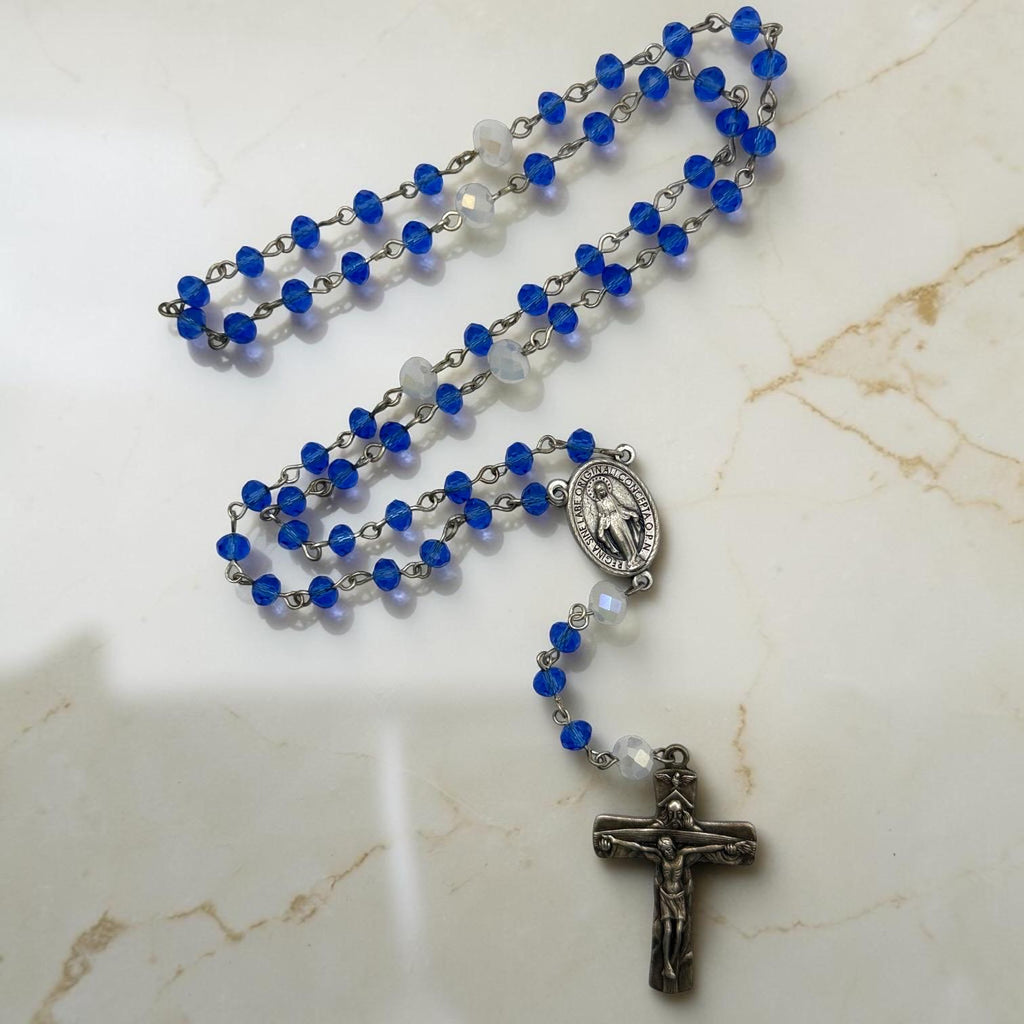 Blue Miraculous Medal Rosary alternate view
