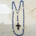 Blue Miraculous Medal Rosary with Holy Trinity crucifix