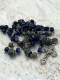 Blue Lapis Mary and Jesus Rosary detail view