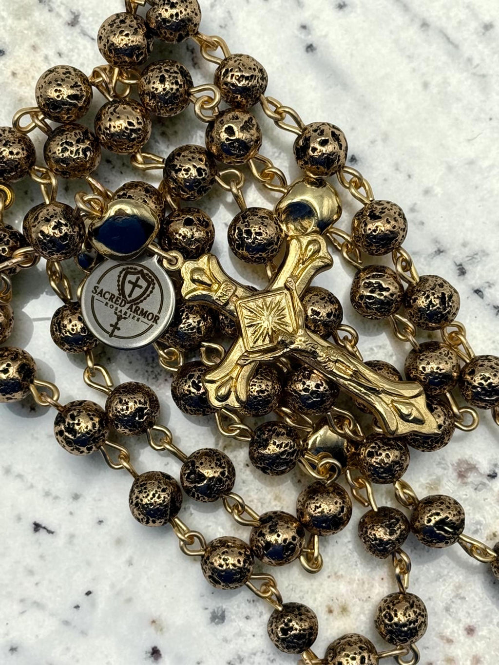 Our Lady of Fatima Lava Stone Rosary alternate view