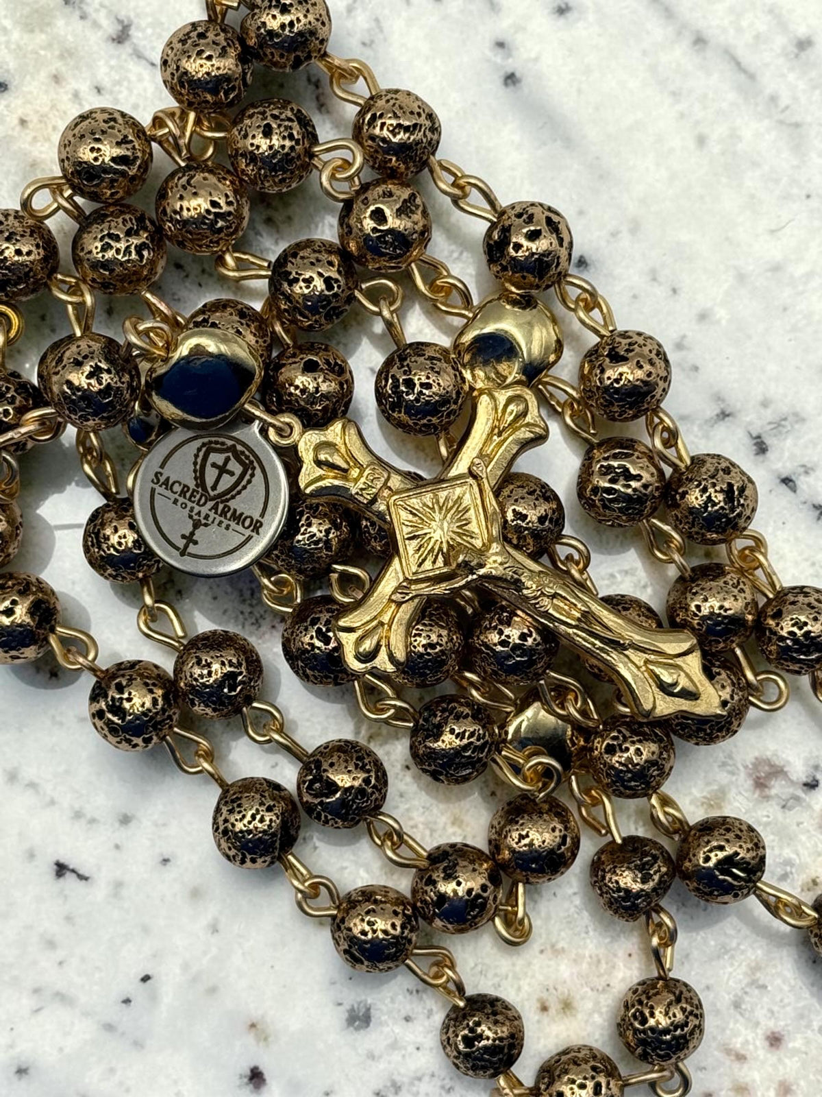 Our Lady of Fatima Lava Stone Rosary alternate view