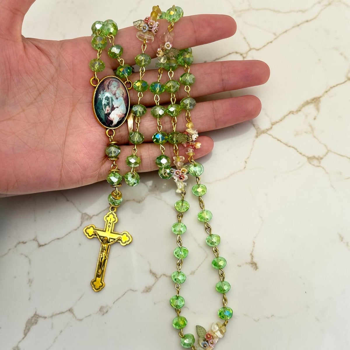 Green Crystal St. Joseph Chaplet additional view