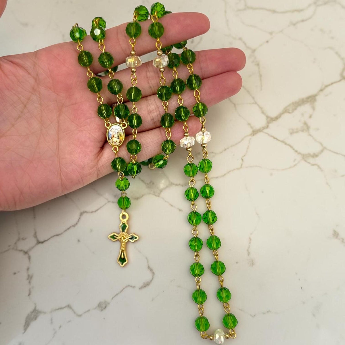 Green Crystal St. Joseph Chaplet additional view