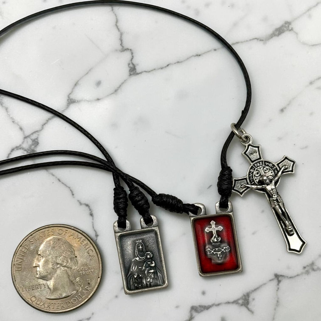 Mount Carmel Scapular Necklace detail view