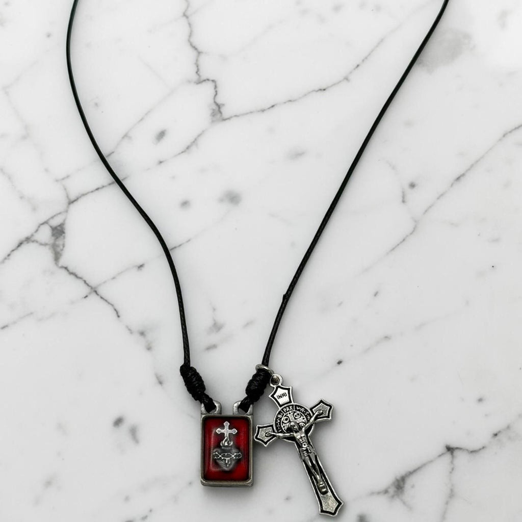 Our Lady of Mount Carmel Scapular Necklace reverse detail