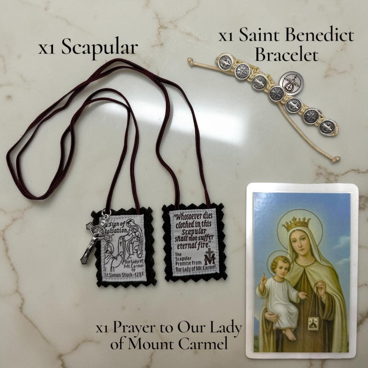 Mount Carmel Scapular Gift Set detail view