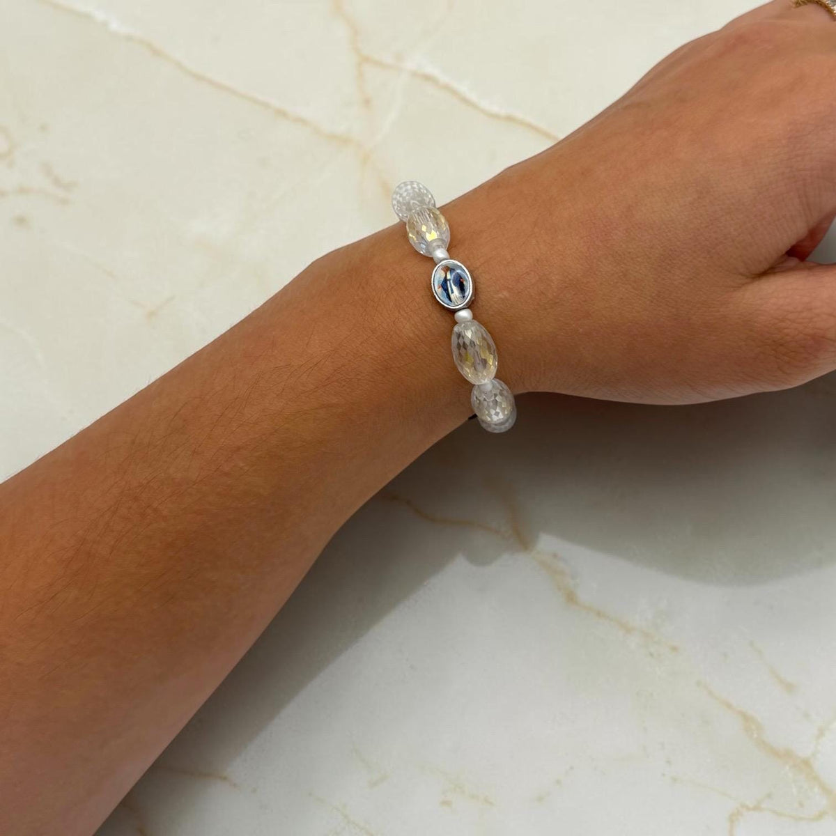 Crystal Miraculous Medal bracelet alternate view