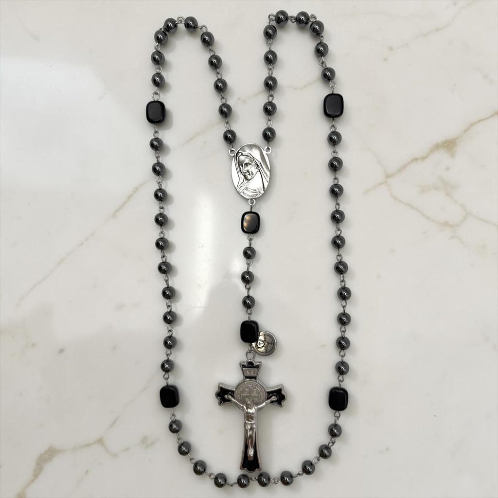 Heavy Hematite Medjugorje Rosary alternate view