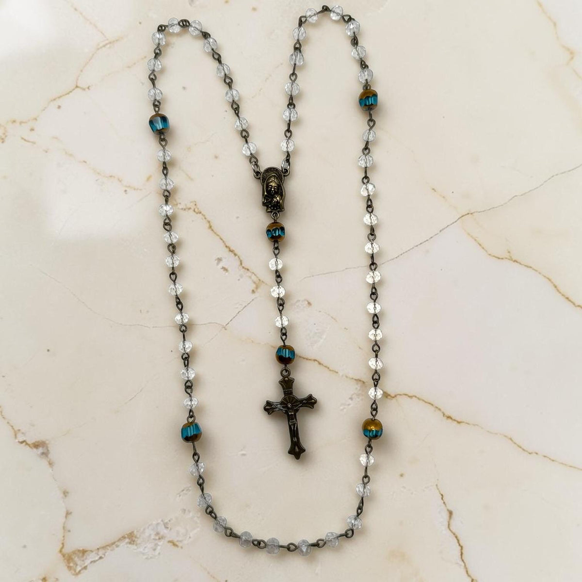 Mary and Baby Jesus Sacred Heart Rosary alternate view