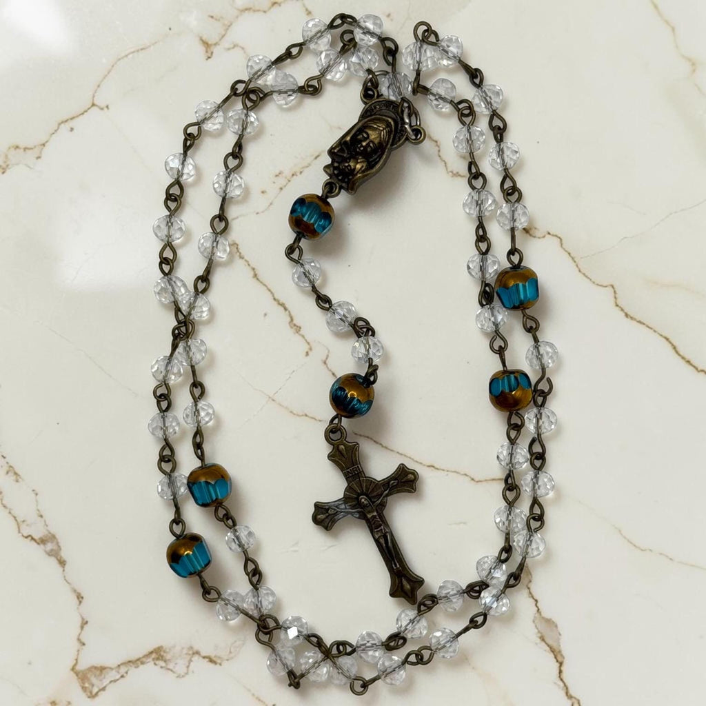 Mary and Baby Jesus Sacred Heart Rosary detail view