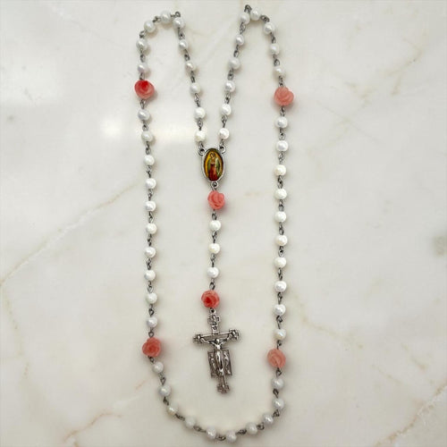 Pink Rose Our Lady of Guadalupe Rosary alternate view