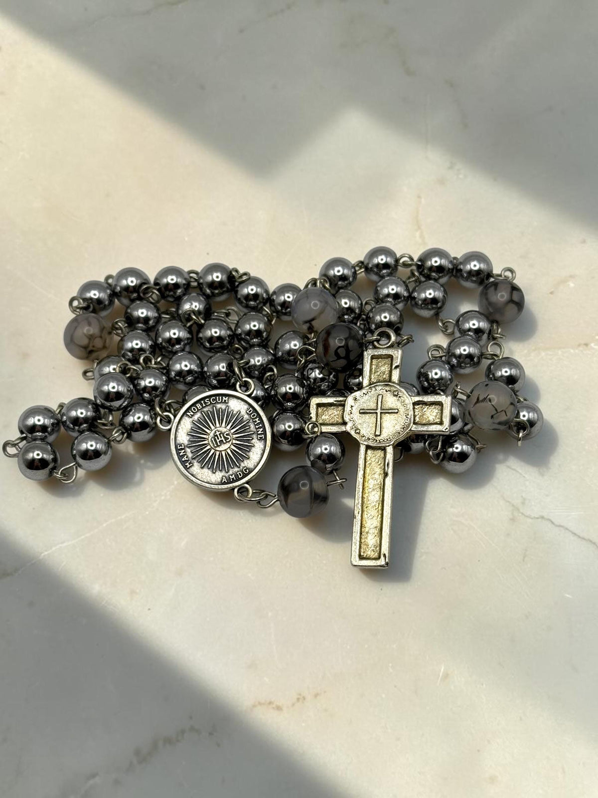 Holy Face Dragon Vein Agate Rosary alternate view