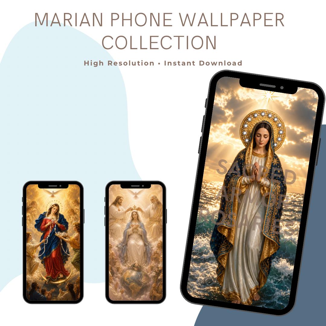 Queen of Heaven Marian phone wallpaper digital preview