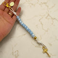 Blue Cat Eye Decade Rosary bag charm with Miraculous Medal