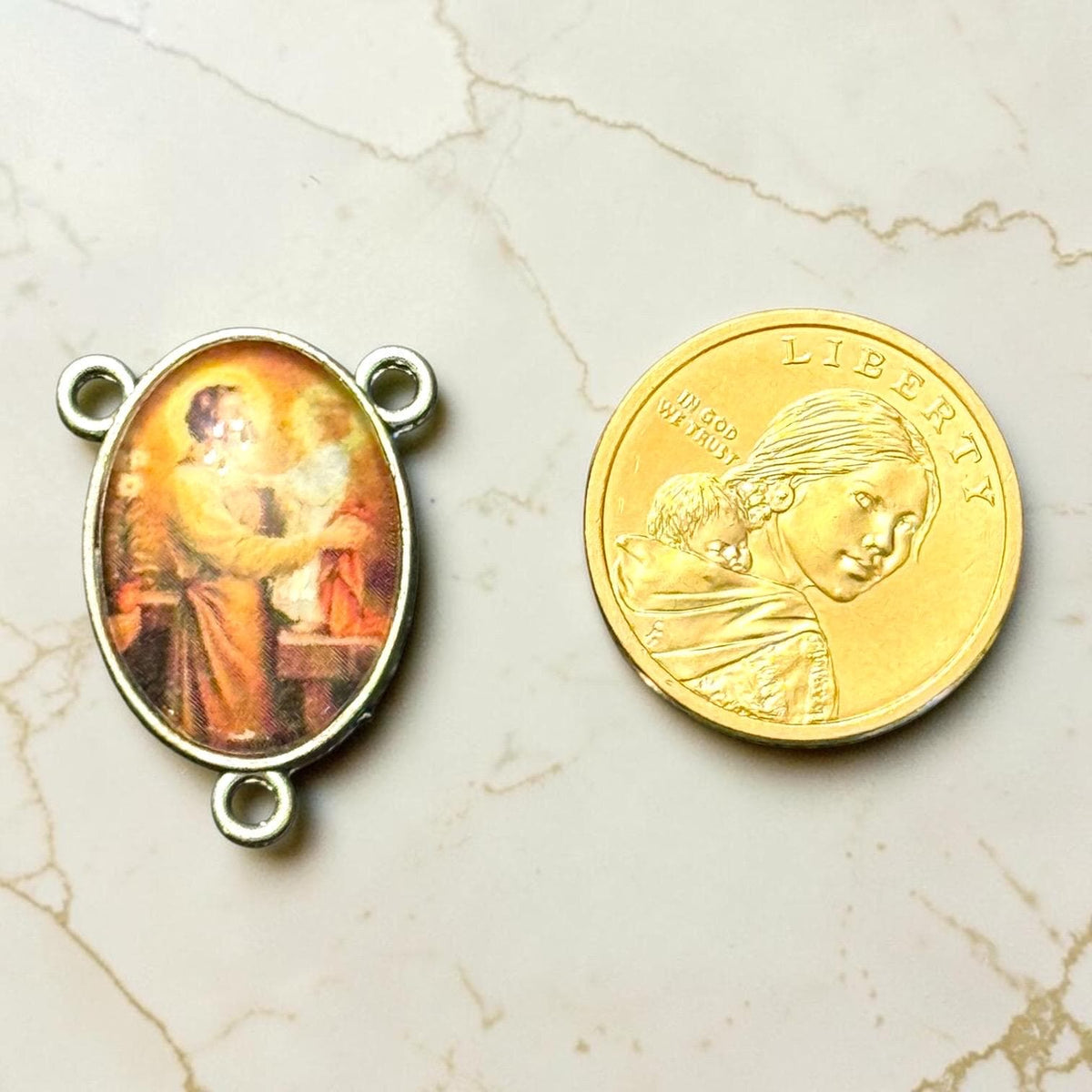 St. Joseph and Child Jesus rosary centerpiece alternate view