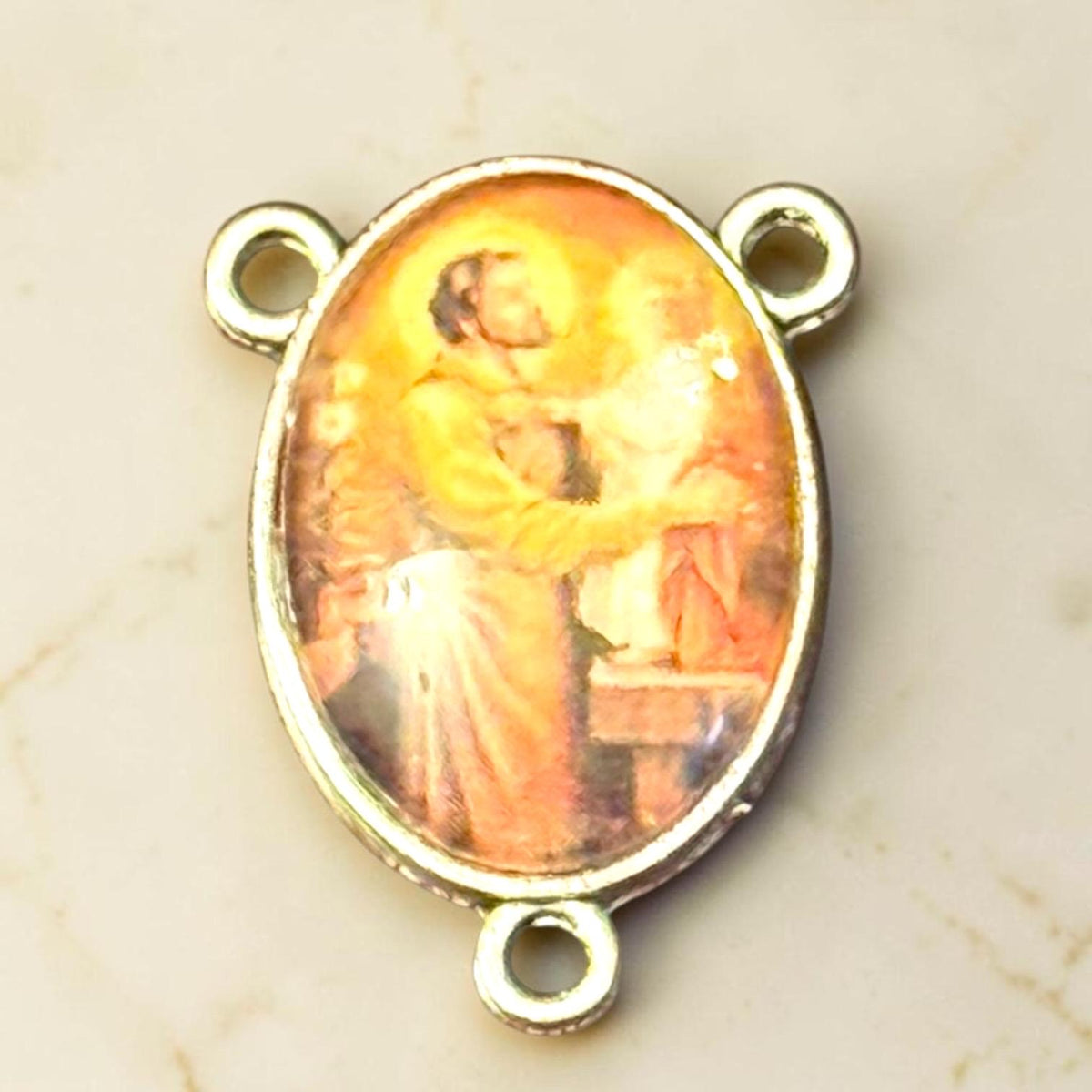 St. Joseph and Child Jesus rosary centerpiece detail view