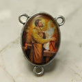 St. Joseph and Child Jesus glass cabochon rosary centerpiece