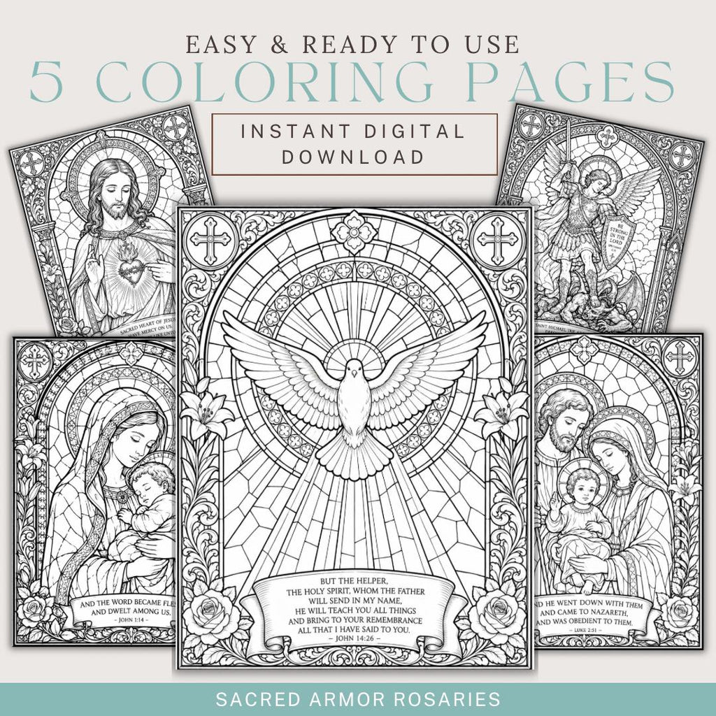 Catholic stained glass Virgin Mary coloring page printable detail