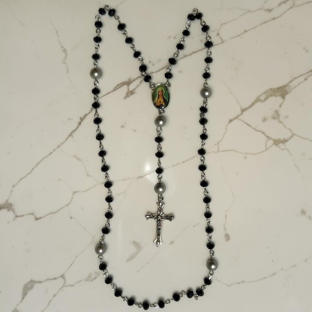 Black Crystal Immaculate Heart Rosary alternate view