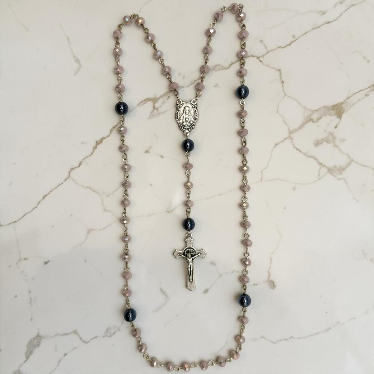 Purple Crystal Immaculate Heart Rosary alternate view