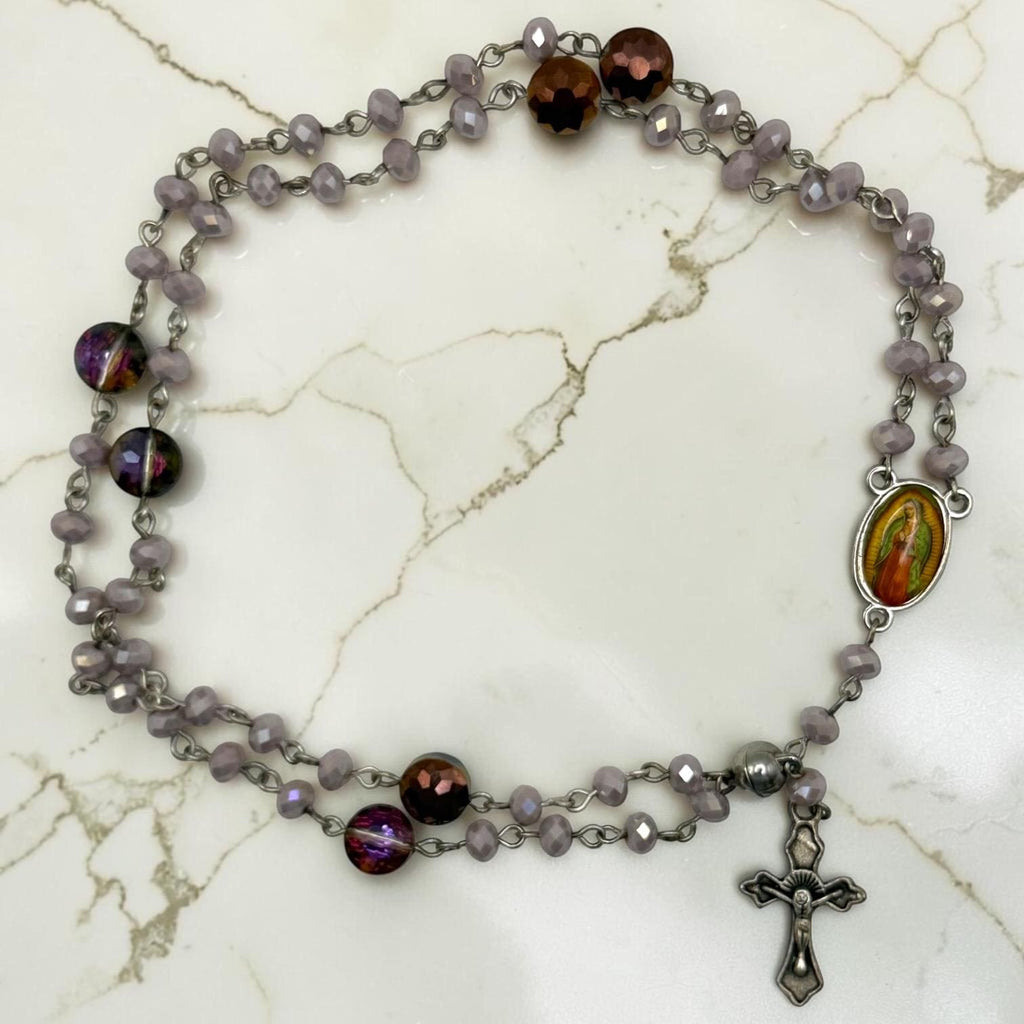 Our Lady of Guadalupe magnetic rosary bracelet prayer beads detail