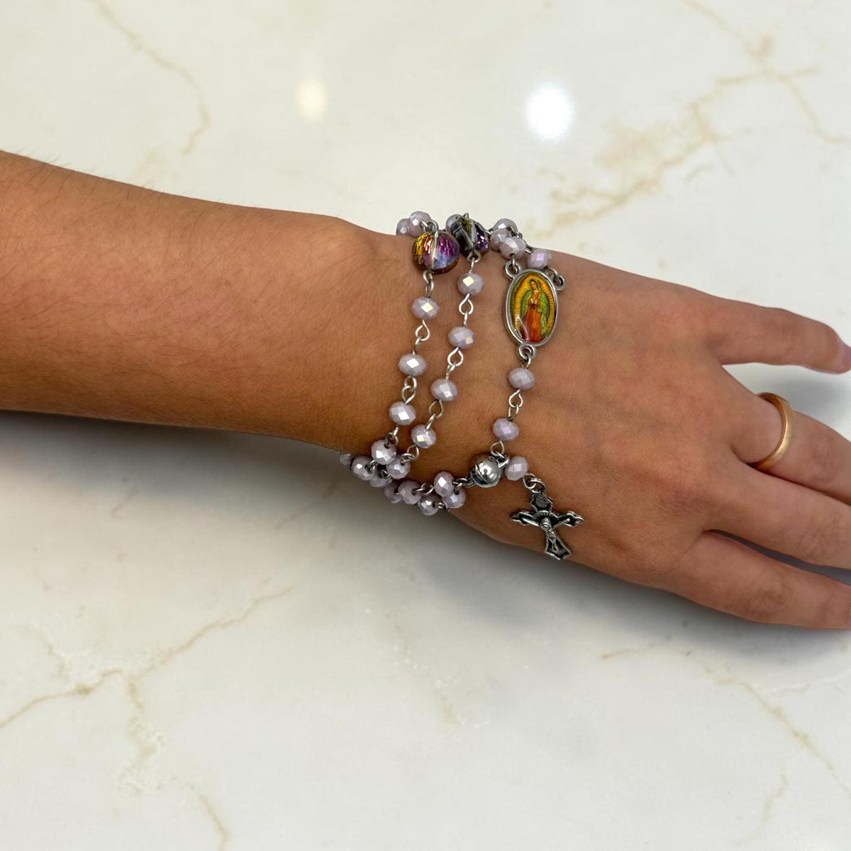 Our Lady of Guadalupe magnetic rosary bracelet alternate view