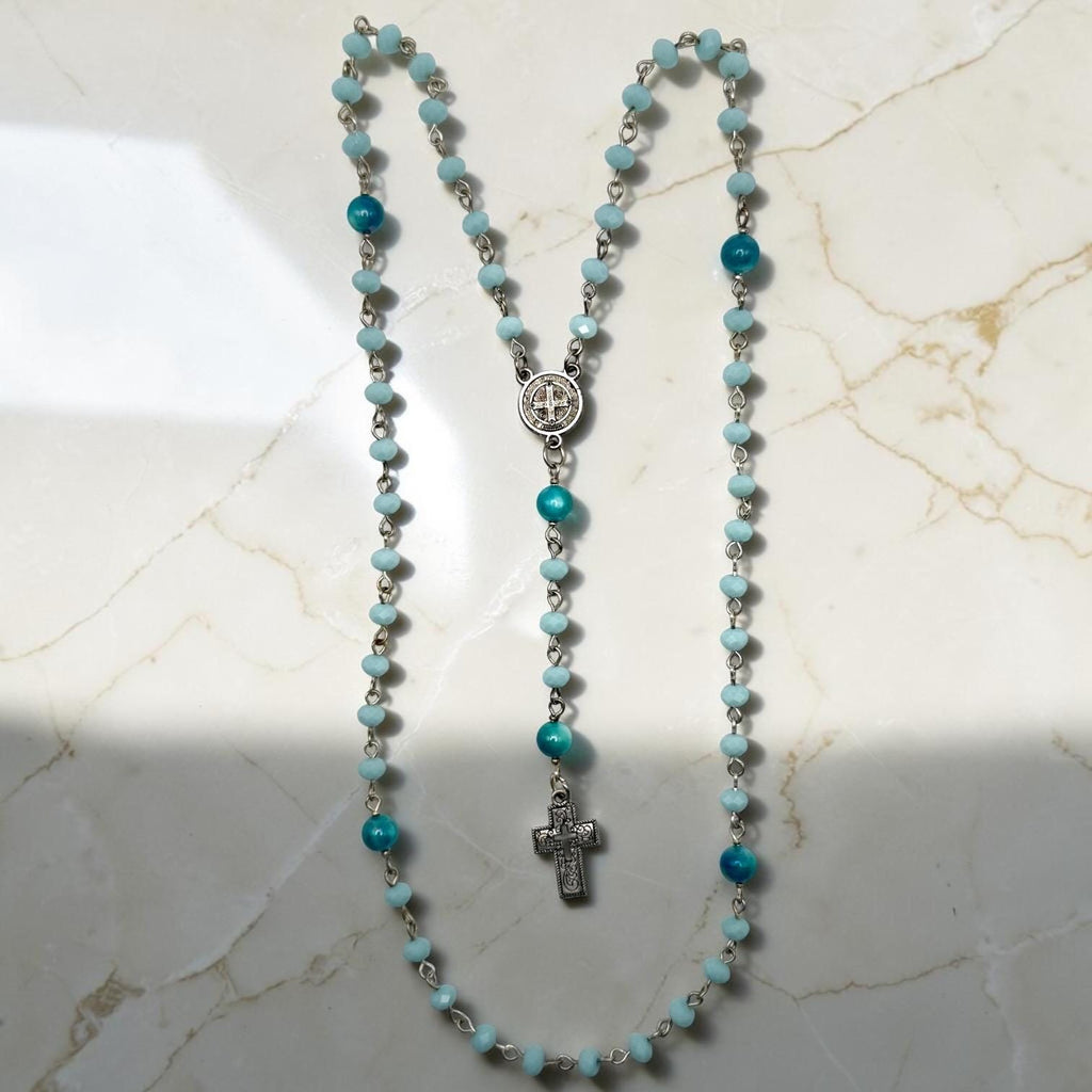 Aqua Crystal St. Benedict Rosary