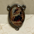 Pieta glass cabochon rosary centerpiece
