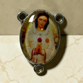 Rosa Mystica glass cabochon rosary centerpiece