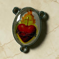Sacred Heart of Jesus glass cabochon rosary centerpiece