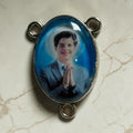 Saint Carlo Acutis glass cabochon rosary centerpiece