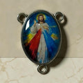 Divine Mercy glass cabochon rosary centerpiece