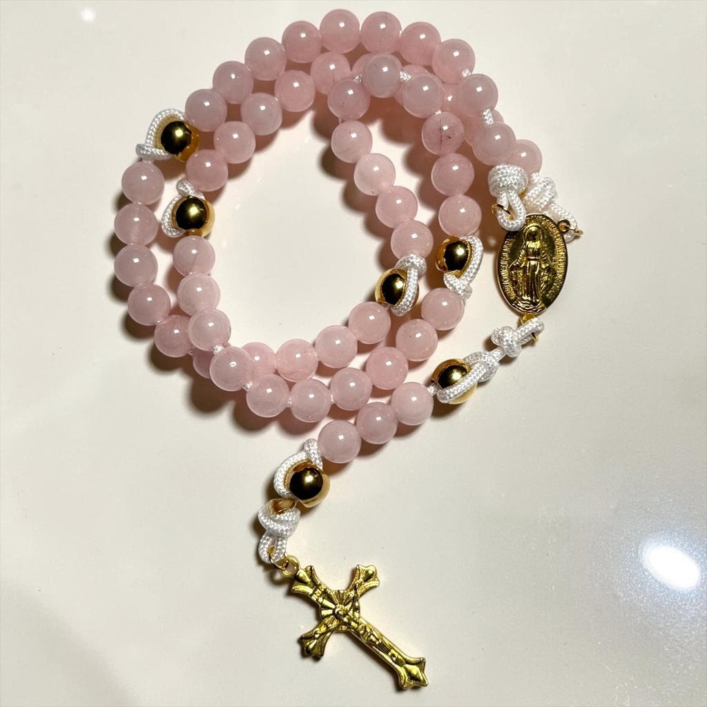Rose Quartz full rosary detail
