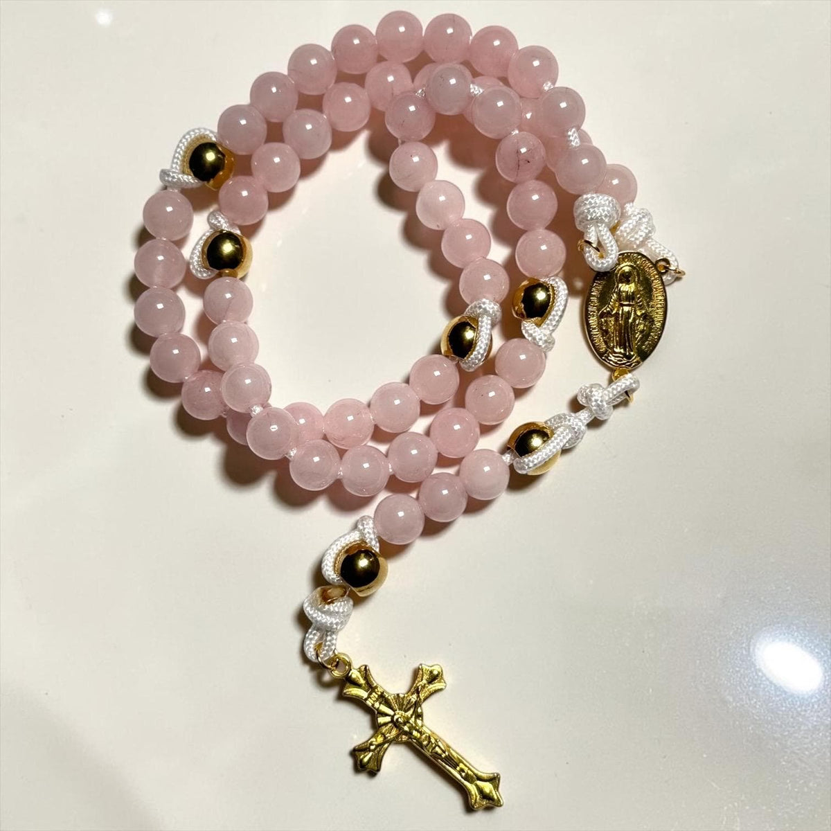 Rose Quartz full rosary detail