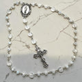 White Crystal St. Michael Chaplet with ornate crucifix