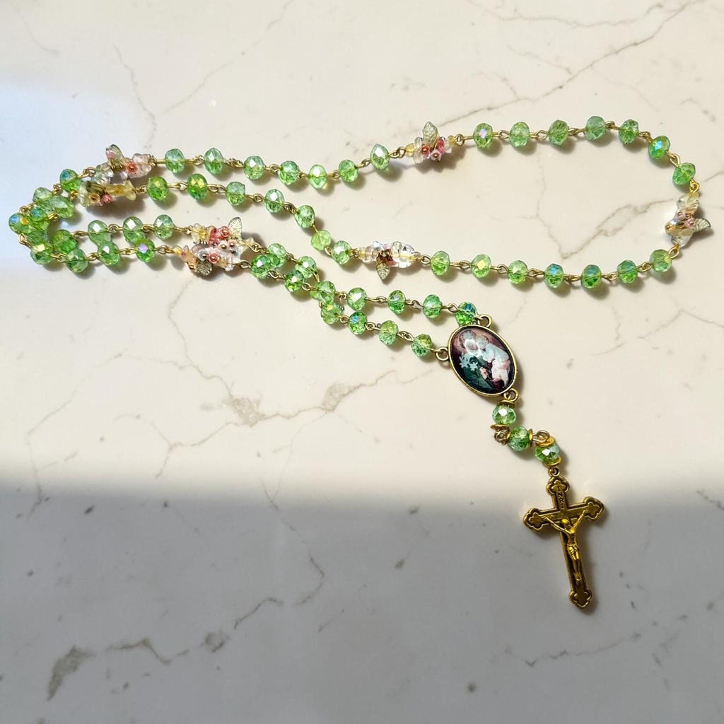 Green Crystal St. Joseph Chaplet alternate view