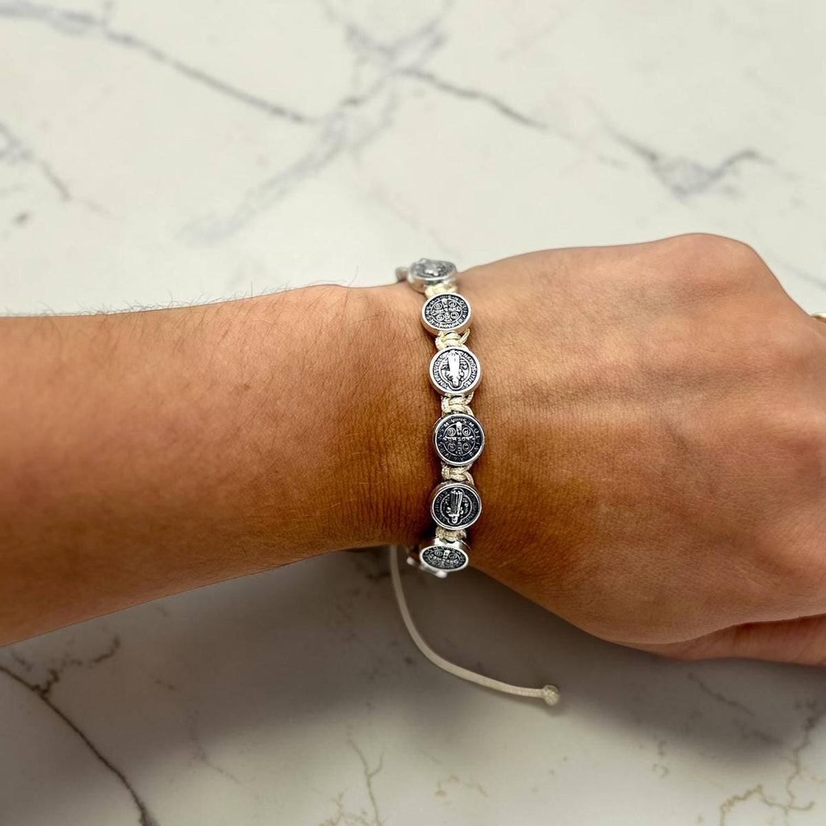 St. Benedict Medal bracelet detail view