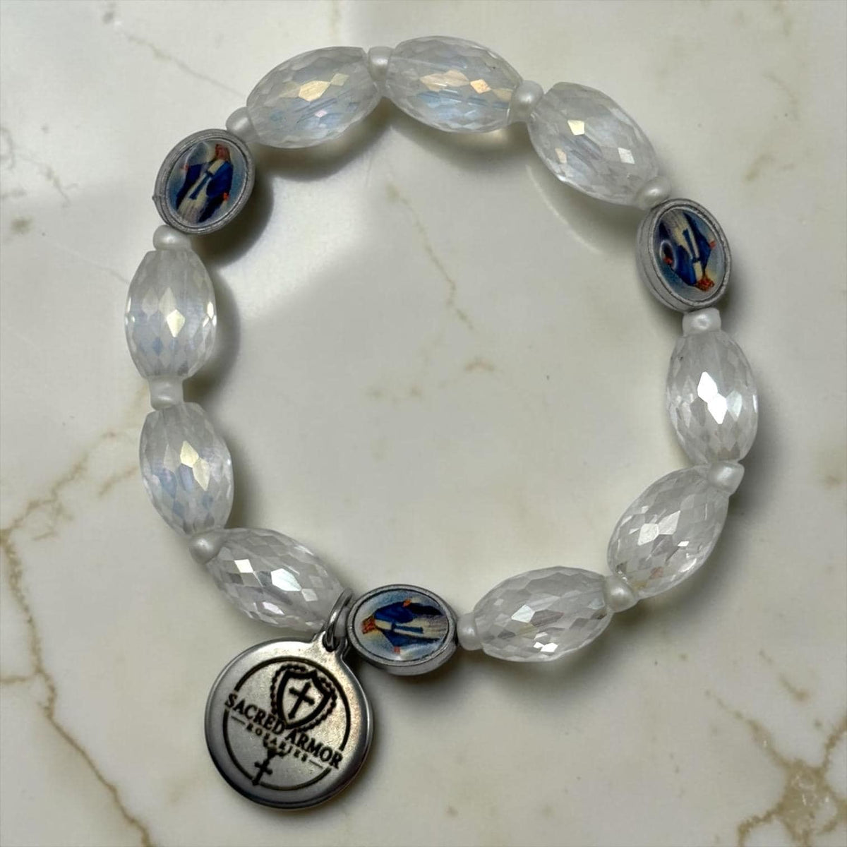 Crystal Miraculous Medal Catholic bracelet