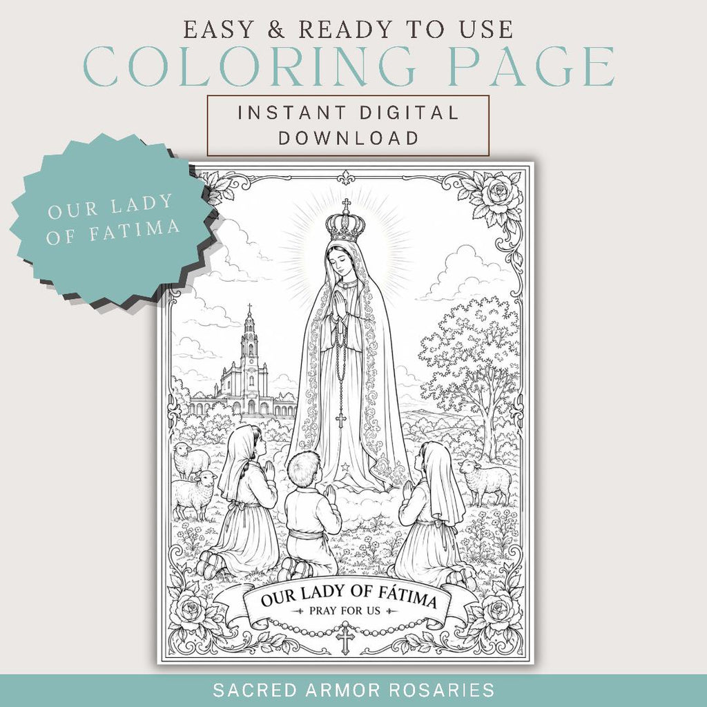 Our Lady of Fatima Catholic coloring page printable preview