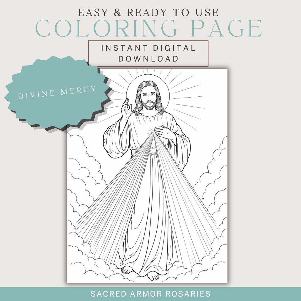Divine Mercy Jesus Catholic coloring page printable preview
