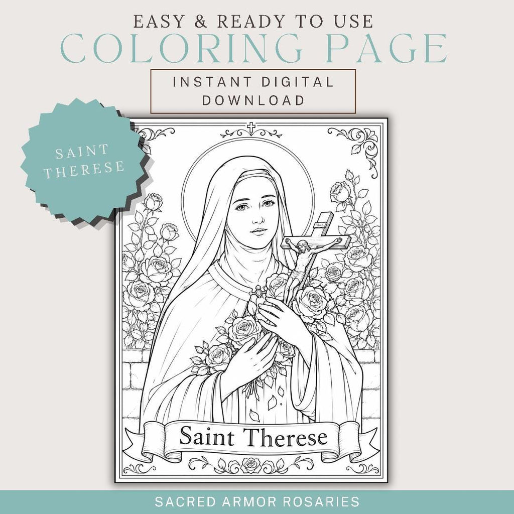 St. Therese of Lisieux Catholic coloring page printable preview
