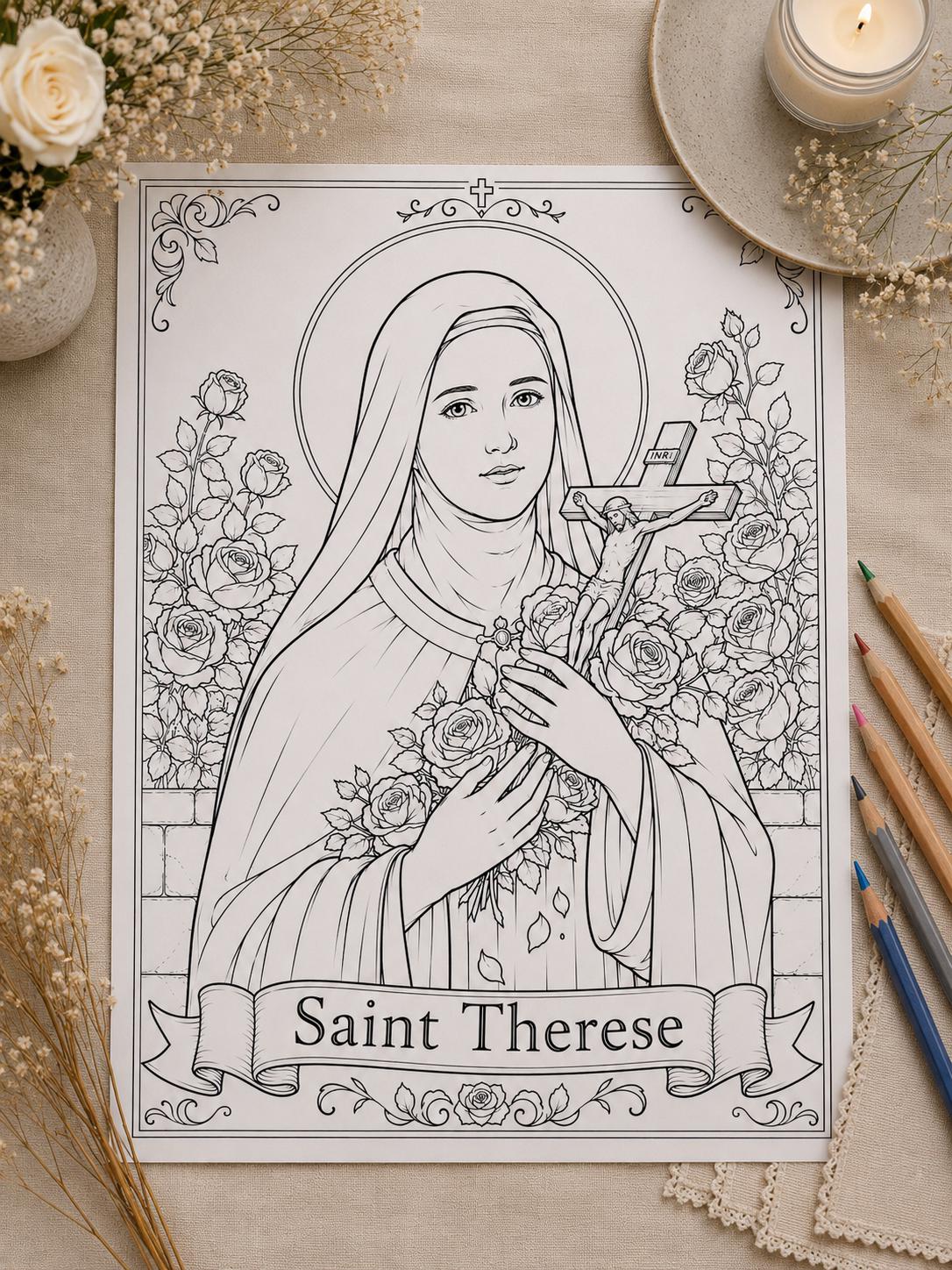 St. Therese coloring page printable detail